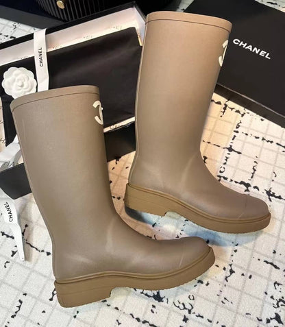 CHANEL RUBBER RAIN BOOTS BEIGE G39620 X56326 0Q304
