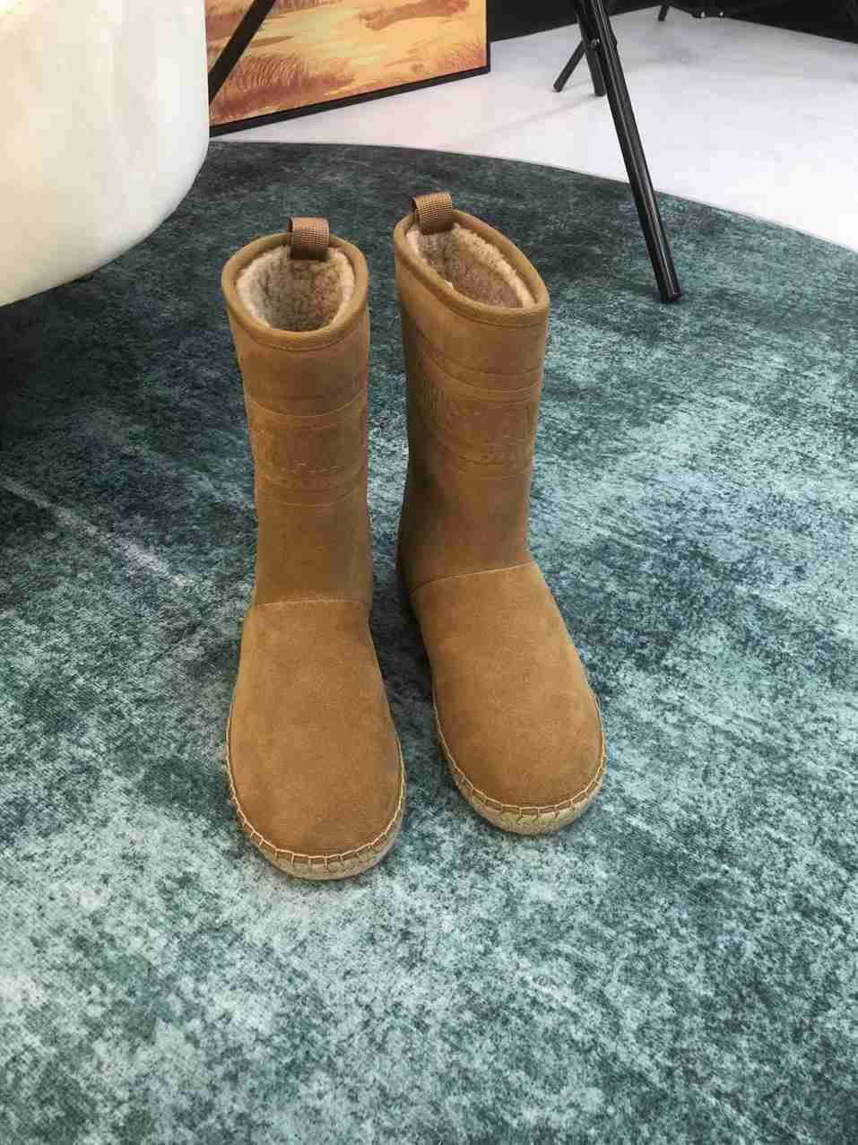 DIOR CALFSKIN SUEDE SHEARLING GRANVILLE ESPADRILLE BOOTS NATURAL