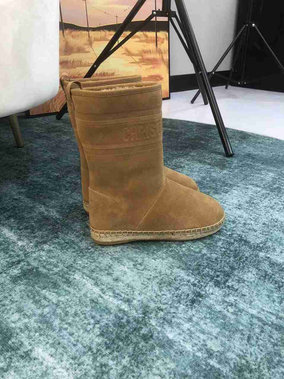 DIOR CALFSKIN SUEDE SHEARLING GRANVILLE ESPADRILLE BOOTS NATURAL
