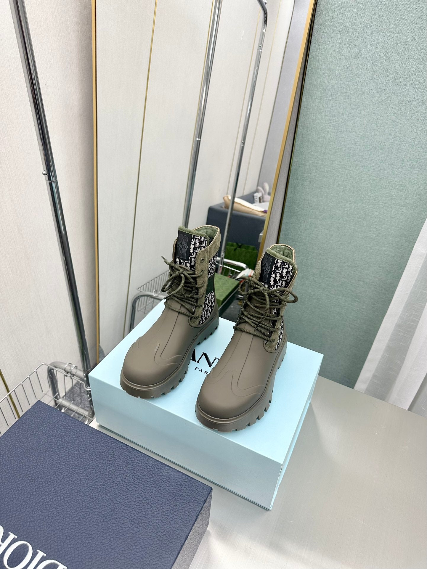 DIOR GARDEN LACE UP BOOT GREEN