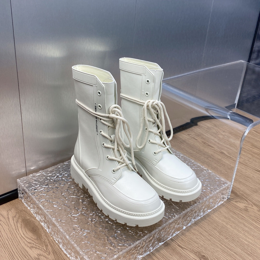 DIOR D TRAP ANKLE BOOT WHITE